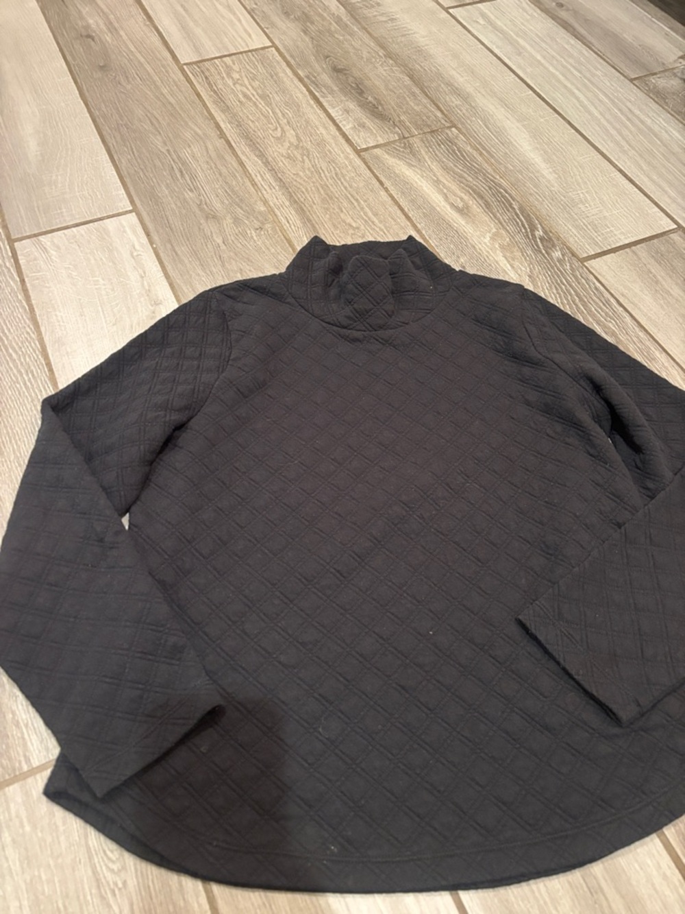 J. Crew Black Quilted Mock Neck Sweatshirt